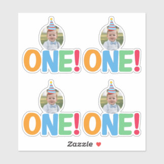 Eén foto verjaardag Cupcake Topper Sticker