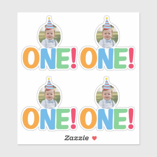Eén foto verjaardag Cupcake Topper Sticker (Vel)