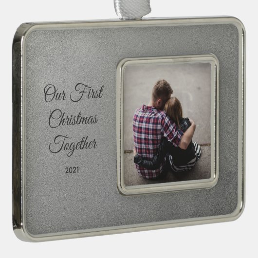 Een foto voor eerste kerstdag verzilverd omlijst ornament (Rechts)