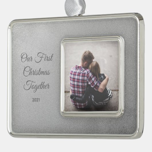 Een foto voor eerste kerstdag verzilverd omlijst ornament (Links)