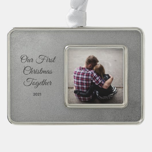 Een foto voor eerste kerstdag verzilverd omlijst ornament (Voorkant)