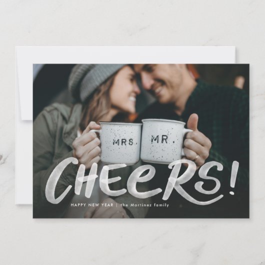 Een foto-waterverf blij nieuw jaar feestdagenkaart (Voorkant)