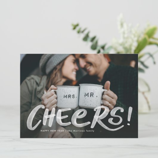 Een foto-waterverf blij nieuw jaar feestdagenkaart (Staand voorkant)