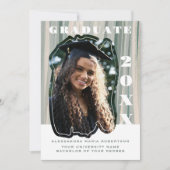 Een foto witte salie groen beige afstuderen studen aankondiging (Voorkant)