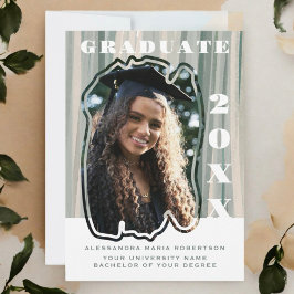 Een foto witte salie groen beige afstuderen studen aankondiging