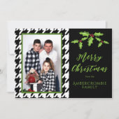 Een foto Zwart-wit Houndstooth Feestdagenkaart (Voorkant)