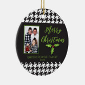 Een foto Zwart-wit Houndstooth Keramisch Ornament (Rechts)