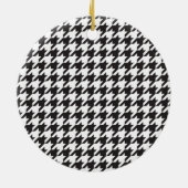 Een foto Zwart-wit Houndstooth Keramisch Ornament (Achterkant)