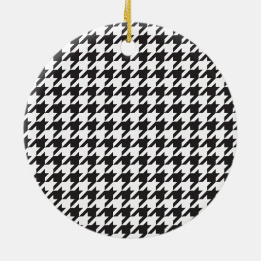 Een foto Zwart-wit Houndstooth Keramisch Ornament (Achterkant)