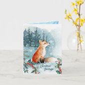 Een Foxy Christmas Kaart (Gele Bloem)