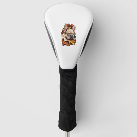 Een Franse Bulldog herfstavontuur Golfheadcover (Voorkant)
