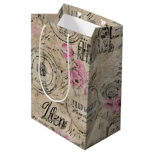 Een Franse Ephemera Design Serie 24 Medium Cadeauzakje (Achterkant Gekanteld)