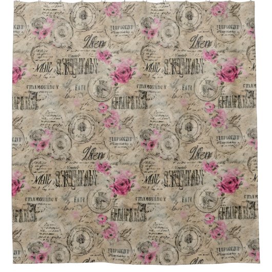 Een Franse Ephemera Design Series 24 Douchegordijn (Voorkant)