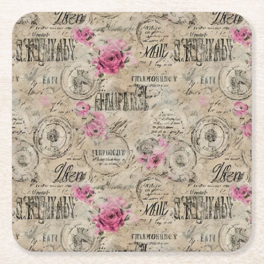 Een Franse Ephemera Design Series 24 Kartonnen Onderzetters (Voorkant)