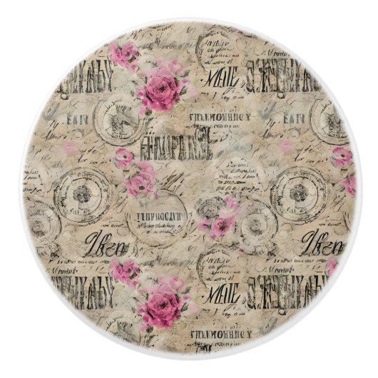 Een Franse Ephemera Design Series 24 Keramische Knop (Voorkant)