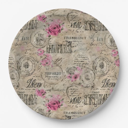 Een Franse Ephemera Design Series 24 Papieren Bordje (Voorkant)