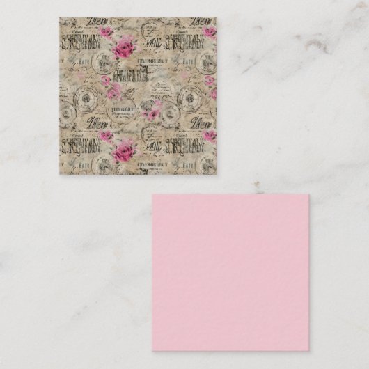 Een Franse Ephemera Design Series 24 Vierkante Visitekaartje (Voorkant / Achterkant)