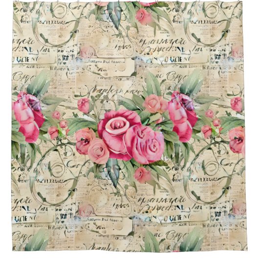 Een Franse Ephemera Design Series 26 Douchegordijn (Voorkant)