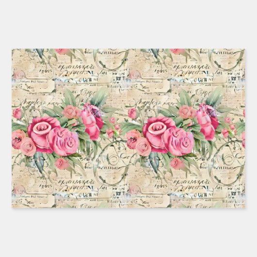 Een Franse Ephemera Design Series 26 Inpakpapier Vel (Voorkant)