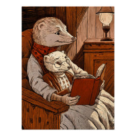 Een fretje die een vrije gaas leest, heeft een jon perfect poster