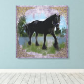 Een Friesian Beauty - Verpakt Canvas Afdruk (Insitu (Houten vloer))