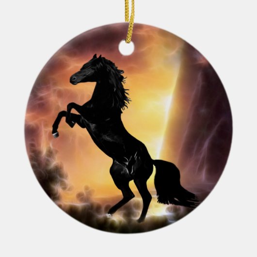 Een Friesian Stallion Hord Keramisch Ornament (Voorkant)