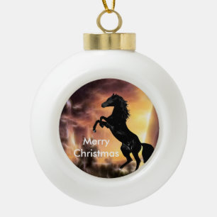 Een Friesian Stallion Hord Keramische Bal Ornament