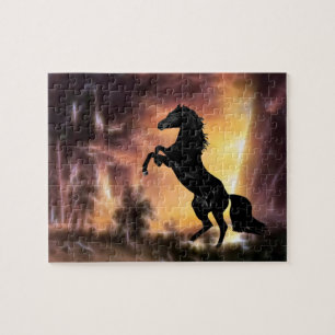 Een Friesian Stallion Hord Legpuzzel