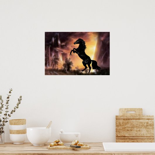 Een Friesian Stallion Hord Poster (Keuken)