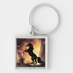 Een Friesian Stallion Hord Sleutelhanger