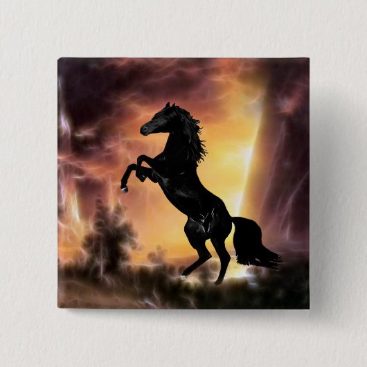 Een Friesian Stallion Hord Vierkante Button 5,1 Cm (Voorkant)