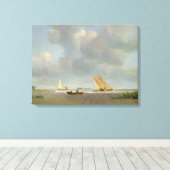Een frisse bries op de Elbe, c.1830 Canvas Afdruk (Insitu (Houten vloer))
