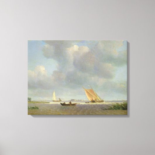Een frisse bries op de Elbe, c.1830 Canvas Afdruk (Voorkant)