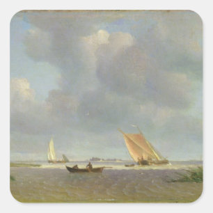 Een frisse bries op de Elbe, c.1830 Vierkante Sticker