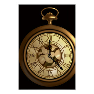 Een funky steampunk horloge perfect poster