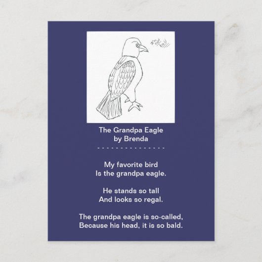 Een Funny Bald Eagle Poem Briefkaart, opa Eagle Briefkaart (Voorkant)