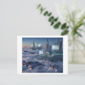 ... Een futuristische drijvende stad boven de wolk Briefkaart (Staand voorkant)