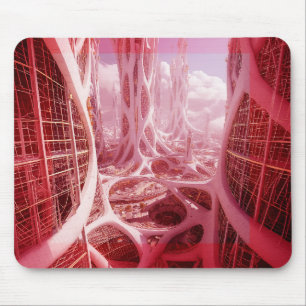 Een futuristische fractal stad muismat