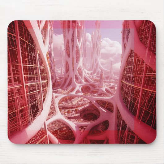 Een futuristische fractal stad muismat (Voorkant)
