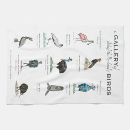 Een galerij met heerlijk gekleurde vogels theedoek