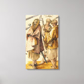 Een Gallòglach en twee kernen - Albrecht Dürer Canvas Afdruk (Voorkant)