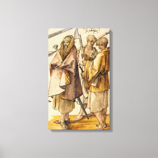 Een Gallòglach en twee kernen - Albrecht Dürer Canvas Afdruk (Voorkant)