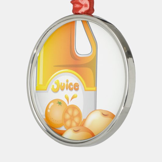 Een gallon oranje sap metalen ornament (Links)