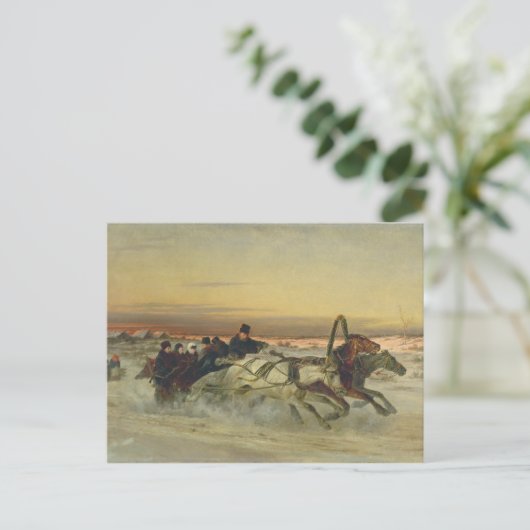 Een Galloping Winter Troika in Dawn Briefkaart (Staand voorkant)