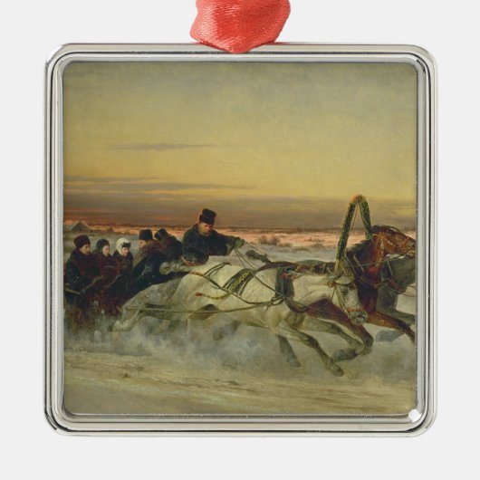 Een Galloping Winter Troika in Dawn Metalen Ornament (Voorkant)