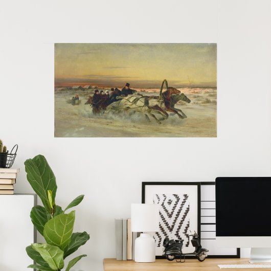 Een Galloping Winter Troika in Dawn Poster (Thuiskantoor)
