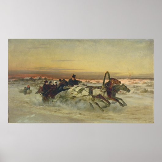 Een Galloping Winter Troika in Dawn Poster (Voorkant)