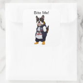 Een gangster Franse bulldog genaamd Max Vierkante Sticker (Tas)