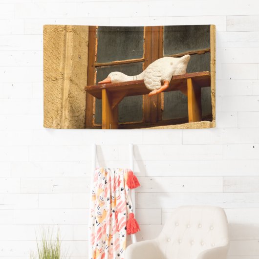 Een gans rusten op een bankbanner spandoek (Insitu)