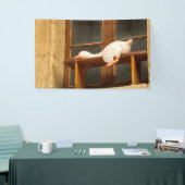 Een gans rusten op een bankbanner spandoek (Beurs)